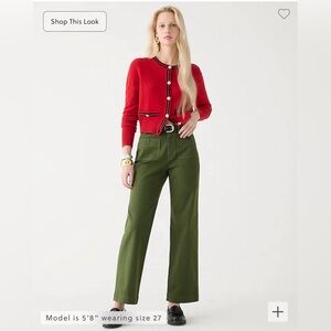 JCREW slim wide leg pants khaki green size 33